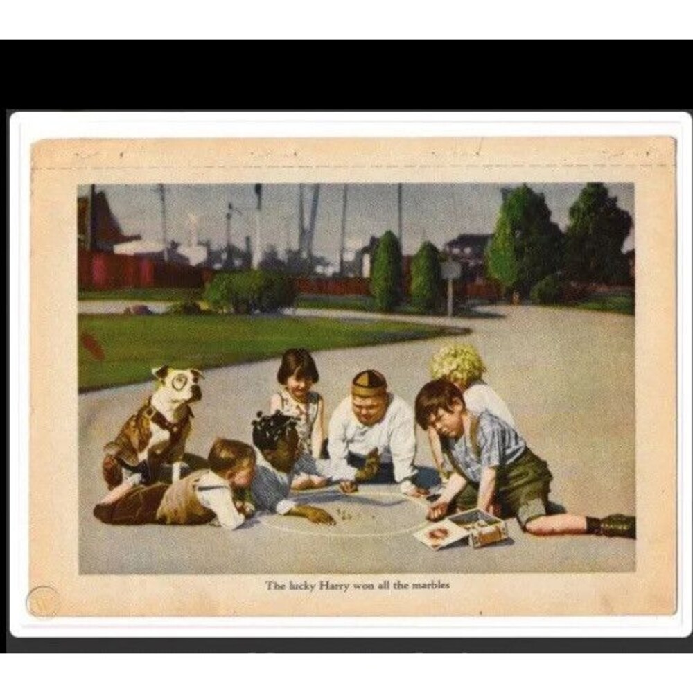 Vintage 1929 OUR GANG Little Rascals Playing Marbles Collector Illustration Page